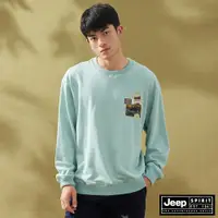 在飛比找蝦皮商城優惠-JEEP 男裝 吉普車造型印花長袖大學T-藍色