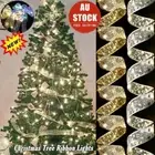 LED Christmas Tree Ribbon Bow Xmas Hanging Light Up Topper Top Lights Decor HoYA