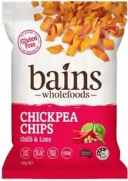 Bains Wholefoods Chickpea Chips Chilli & Lime G/F 100g x 12