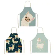Nevenka 3 Pcs Kids Alpaca Printed Linen Apron Bib for Cooking Painting-8