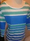 Ladies American Eagle 3/4 Sleeve Feather Light Blue Striped Top Sizes Large, XL