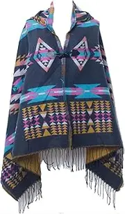 [Uyuni] Women's Bohemian Casual Shawl Fringe Poncho Cashmere Loose Vintage Patterned Cardigan