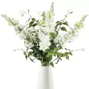 8PCS Artificial Delphinium Flowers with Clematis Greenery Long Stem White
