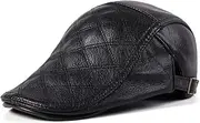 [HAMKVBPR] Men's Leather Hat Men's Youth Berets Forward Duck Tongue Hat Autumn and Winter(Large)