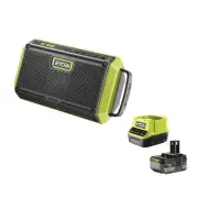 Ryobi RBT18-0 Bluetooth Speaker Battery 18V ONE+ 2x10W 25m USB Kit 5.0 Ah