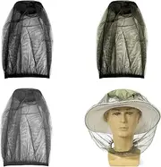 Fly Net for Face, Head Net Face Mesh Head Cover, Mosquito Head Net, Net Head Protection Net, Face Neck Fly Netting Hood, Mosquito Hat Mask Headwear for Outdoor Lovers, Fishing, Beekeeping, 3 Pieces