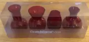 Set of 4 Crate & Barrel Ruby Red Handmade Mouth Blown Bud Vases - New In Package