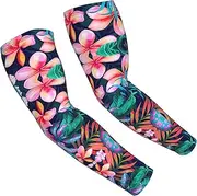 [FSCEV] Tropical Flowers Sun Protection Arm Sleeves Outdoor Essentials Cooling Compression Golf Hiking Cycling