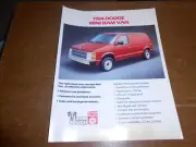 NOS 1984 Dodge Mini Ram Van Dealer ONLY Promotional Advertising Data Brochure