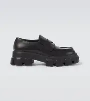 [Prada] Prada Logo leather platform loafers AU 9.5 black