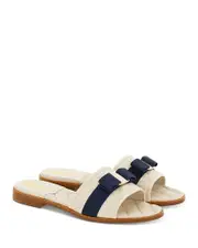 Ferragamo Women's Lovec Q Bow Accent Quilted Slide Sandals