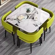 Snaweo Office Reception Room Club Table and Chair Set, Reception Table and Chair Combination, Square Table with 4 Dining Table Soft Backrest Seat, for Conference Meeting Areas, Libraries(Green)