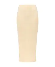 Jil Sander Elasticated Waistband Ribbed Knit Midi Skirt DE38 Nude
