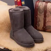 在飛比找ETMall東森購物網優惠-aUGGh男中筒棉鞋保暖厚底雪地靴