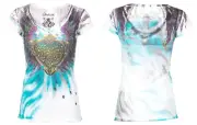Archaic Affliction Women's T-Shirt Short Sleeve ON MY WAY Tattoo Wings Biker