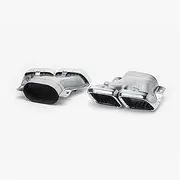 A Pair Black Quad Exhaust Tips Compatible For Mercedes-AMG C63/S W205 S205 C205 A205 Pre-Facelift 2015 2016 2017 2018 Auto Accessories(Silver)