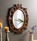 Decorative & Hand Crafted Wooden Oval Shape Vanity Wall Mirror for Living Room,