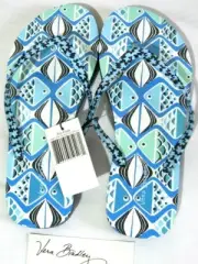Vera Bradley GO FISH TEAL Flip Flops MEDIUM 7/8 4 PURSE Tote BEACH Backpack NWT
