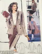 Vtg Uncut Burda Couture 4912 Sew Pattern Lined Jacket Dress Coat Skirt 10-20