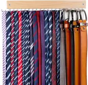 Tie Rack Wall Mounted, 360°Rotating Tie Hanger Belt Organizer Max 20 Storage for