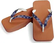 Hajime(一歩) [One Step] [Hajime] Geta Geta Clogs, Soft and Water Resistant, Made of Sponge, 11.2 inches (28.5 cm), BR/Checkered Shark Small Pattern x Navy Blue, Checkered Shark Small Pattern x Navy Blue,