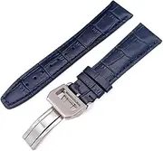 [GGZONE] RHAIYAN Compatible with IWC Strap Watch Accessories Watch Bracelet Genuine Leather Watch Belt Compatible with IWC Watch Strap Watch Band Specific (Color : Blue-Silver Clasp2, Size : 20mmWithMark)