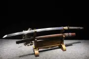 Folded Steel Katana Brownwood Battle Ready Combat Sword Fuller Full Tang Blade
