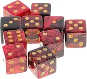 Generic Set of 10 D6 Dice for RPG and Board Games, Red Black, as described