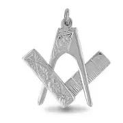 925 Silver masonic scissor pendant. - Elegant Design