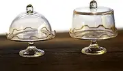 2 Mix Vintage Transparent Dessert Cake Display Stand with Cover Dollhouse Miniatures Food Kitchen Docoration
