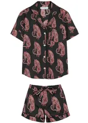 Desmond & Dempsey Sansindo Tiger Printed Cotton Pyjama set - Navy XL (UK 16 / XL)