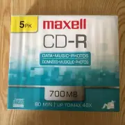 Maxell 5pk Blank Audio Data Recordable CD-R 80min 700MB Maxdata UNOPENED