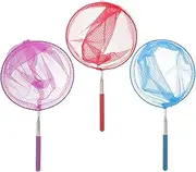 jojofuny 3pcs Kids Fishing Nets Retractable Mesh Butterfly Net with Telescopic Pole Handle Catch Net Mesh Fish Nets Red Purple Blue