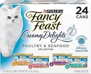 Purina Fancy Feast Wet Cat Food Variety Pack, Creamy Delights Poultry & Seafood Collection - (24) 3 oz. Cans
