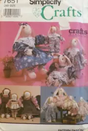 Simplicity Sewing Pattern 7651 Crafts Clothes Doll or Rabbit 12" 18" 28" UNCUT