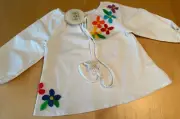 NWT LINDSEY BERNS FOR SPROUTS EMBROIDERED FELT FLOWER GIRLS PEASANT TOP SZ 2T