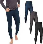 [PROJECT BETTER PLACE] Men's Long Johns Thermal Underwear | Fleece Lined Base Layer Bottoms- 3 Pack