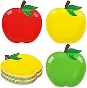 48 Pcs Back to School Apple Paper Plates Red Yellow Green Apple Disposable Plates 9 Inch Fruit Party Tableware for First Day of School Table Decor Supplies