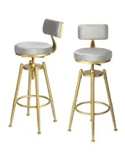 [Levede] Kitchen Swivel Velvet Padded Bar Stools x2 in Grey