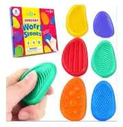 6-Piece Sensory Fidget Stone Set, Silicone Textured Worry Stones for Stress Relf