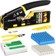 RJ45 Crimp Tool Pass through Ethernet Crimper Kit Cat5 Cat6 Crimping