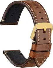 [WOCCI] 18mm 20mm 22mm 24mm Watch Band,Premium Saddle Style Vintage Leather Watch Strap