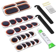 24Pcs Bike Patch Kit - Bicycle Tire Inner Tube Repair Kit with Vulcanizing Fluid/Rubber Cement, Patches, Metal Rasp, Levers - for All Types of Bikes, BMX, E-Scooters - by Mobi Lock