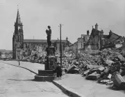 rubble ruins French town Baccarat after bombing during First World - Old Photo