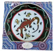 Tobwabba Art Collectors Plate Red Lizard #2550 Australian Aboriginal Art
