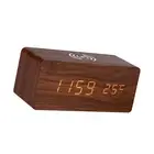 HG Digital Wooden Alarm Clock Electronic LED Time Display For Bedroom 10W Wir 3