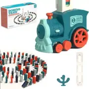 Kids Electric Domino Train Set, Automatic Domino Stacking Toy (Blue)