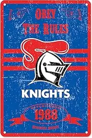 Newcastle Knights NRL Retro Tin Wall Sign Obey The Rules