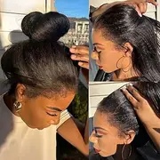 Youleas Straight & Curly Human Hair Wigs Material:100% Unprocessed Human Hair,Soft and Natural,Healthy and Clean.No Tangle or Shedding,The Texture of This Enca Front Wig