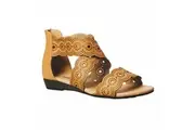 Grosby Skye Black Flats Elastic Womens Ladies Summer Sandals Zip Shoes